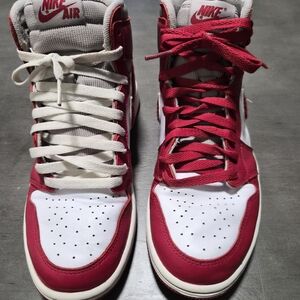 Nike Air Red and White Mismatched Sneakers